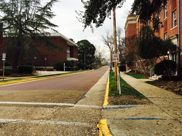 Morning on the brick streets at Mississippi College