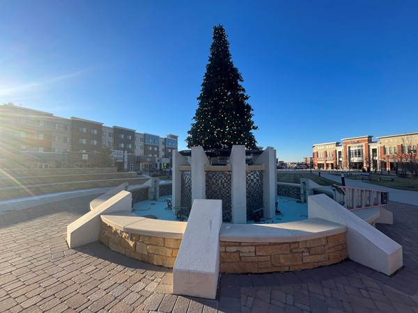 Almost time for the tree lighting in Town Square Park in the heart of the district in Prairie Trail