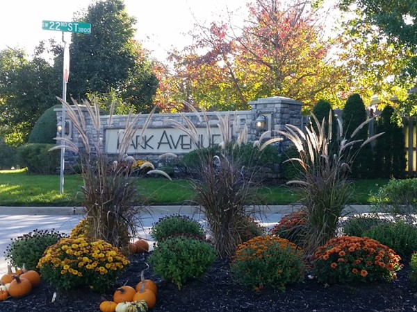 Beautiful fall entrance to this upscale subdivision 