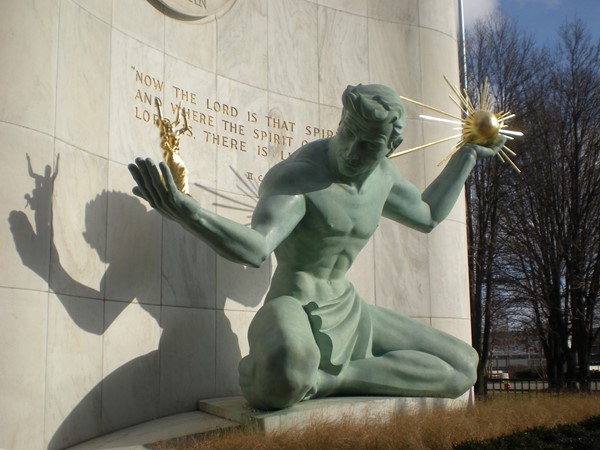 The Spirit of Detroit is an iconic local landmark