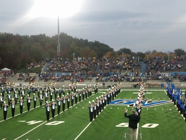 Rockford High School Band marching at Grand Valley State University
