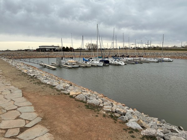 Enjoy the paved 9.4 mile trail around Hefner Lake, and you'll pass right by the harbor marina
