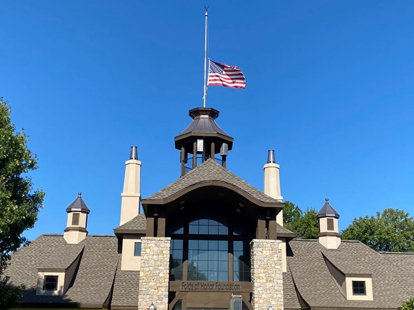 Folds of Honor Foundation flying the flag at half staff in honor of the Queen 