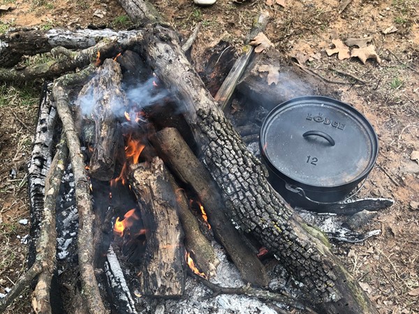 Campfire cooking and cattle working and hot homemade cowboy stew