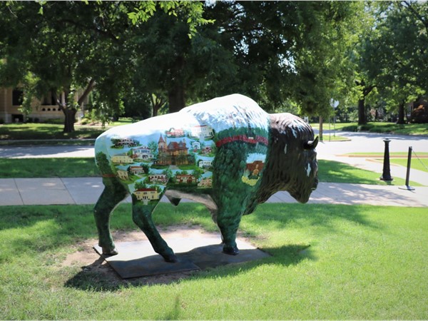 One of many buffalo statues throughout OKC. This one is located at the Overholser Mansion
