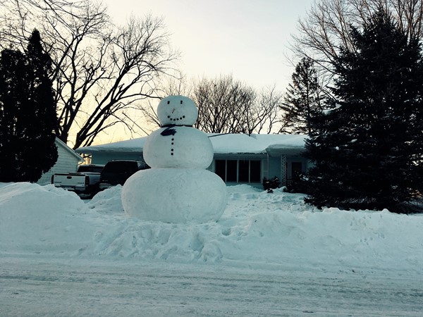 When winter keeps dishing out snow - you make a really big snowman 
