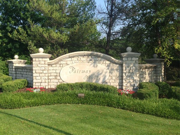 Main entrance to Fairway Woods subdivision.