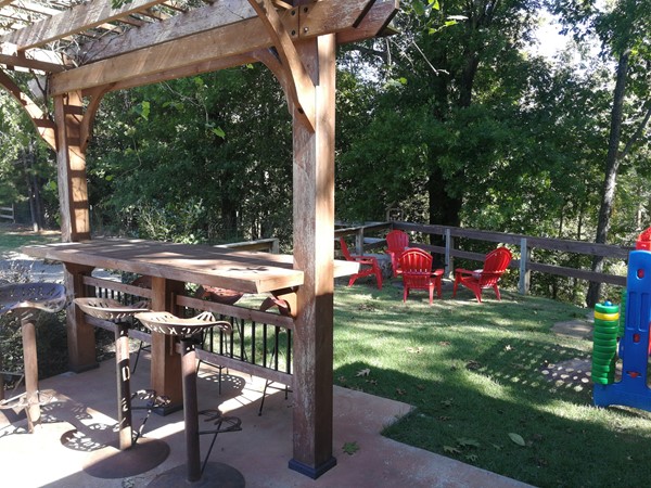 Children's play zone and seating for adults at Rock Bottom Winery