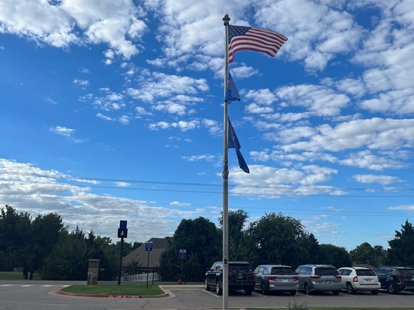 The flags at Oakdale School flying high