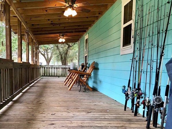 Need a large porch? Dreaming of fishing? This homeowner has an abundance of poles