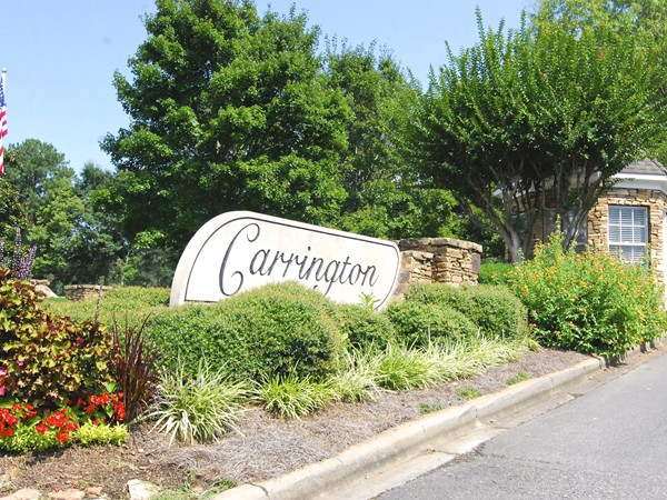 Main Entrance of Carrington Subdivision in Trussville