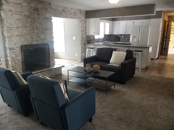 A lovely open concept living room at Manor Oaks