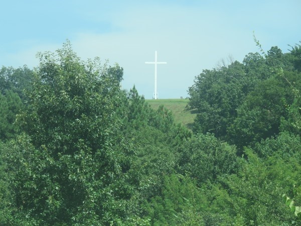 If you're on I-40 East entering into Ozark, this cross welcomes you to the community
