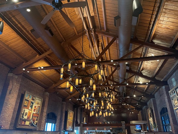 Love the chandeliers at Jack Stack BBQ in the Freight House District!