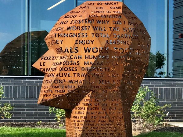 Cool statue outside the new Shawnee Library