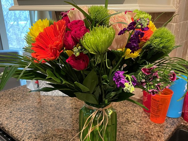 Turning 50 deserves these fancy and gorgeous fresh flowers!!! I have the best friends!!!