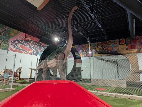 Putt into a volcano at Prehistoric Putts. Beware of dinosaurs!