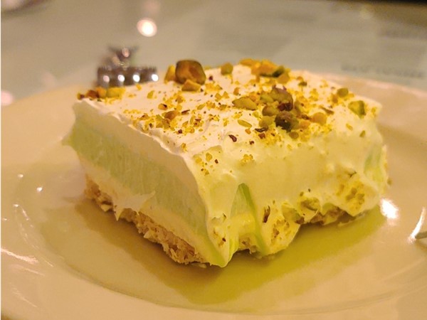 The best Pistachio Torte in Kansas City by far from Carmens Cafe