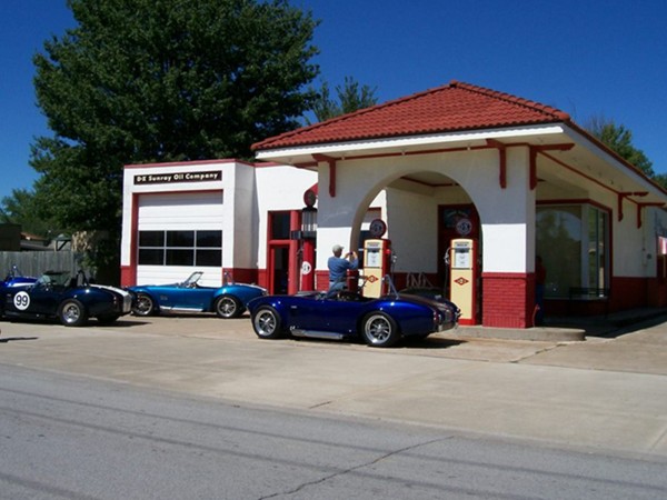 Restored Phillips 66 Station (corner of Green and 3rd St) is a great place for Car Clubs to meet