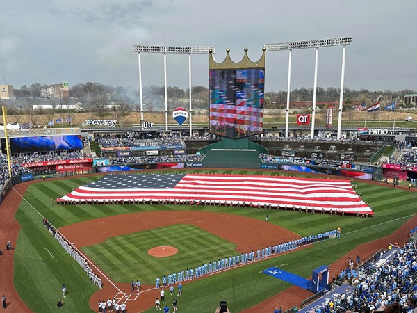 Kauffman Stadium on Opening Day is a beautiful site!