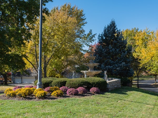 Entry boulevard at Royse neighborhood in Leawood. Fall 2019
