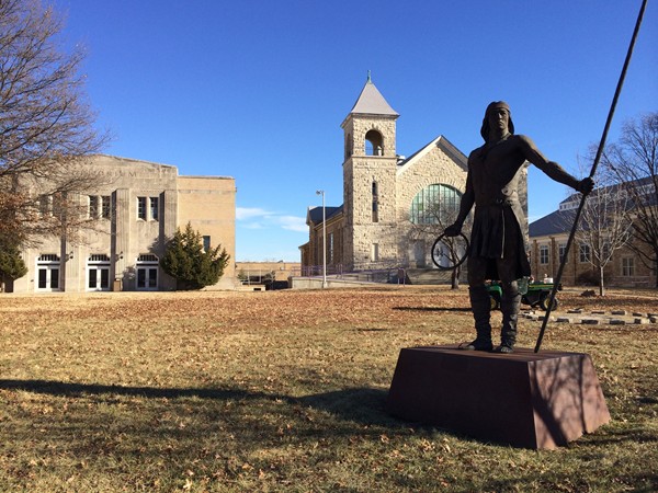 A stately sculpture on the Haskell University campus