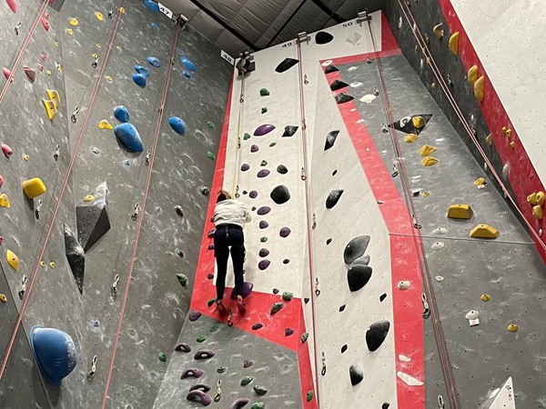 Test your stamina at the climbing wall at Threshold Climbing Gym