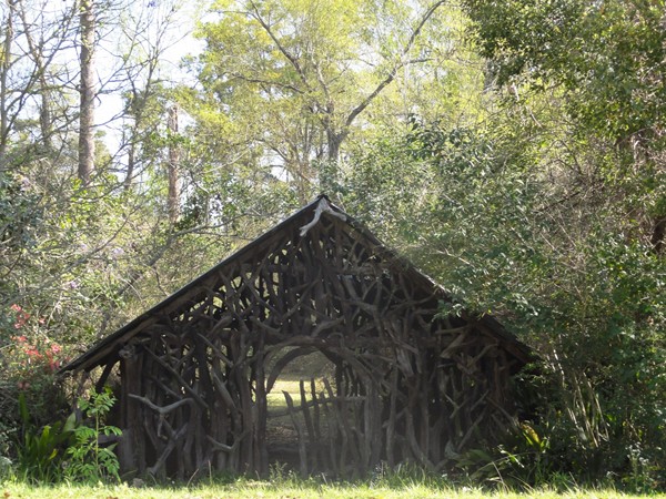 "The Twig House" built from heart pine knots, a favorite Covington landmark