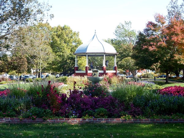 The South Park gazebo is surrounded by fall colors and flowers