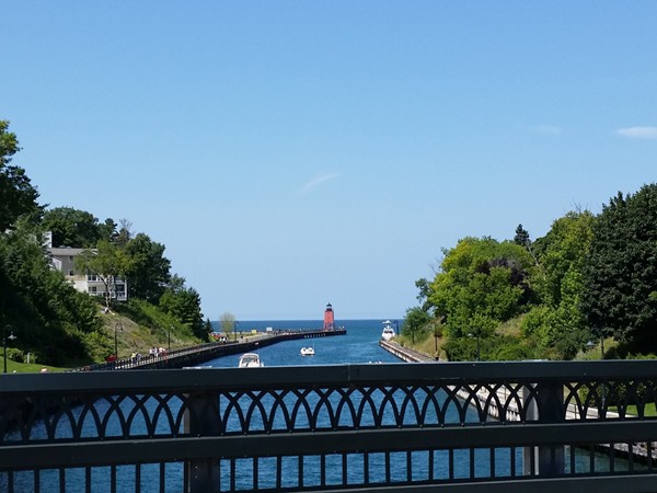 Photo taken on the Charlevoix Bridge. It opens up to let big boats through to Lake Michigan