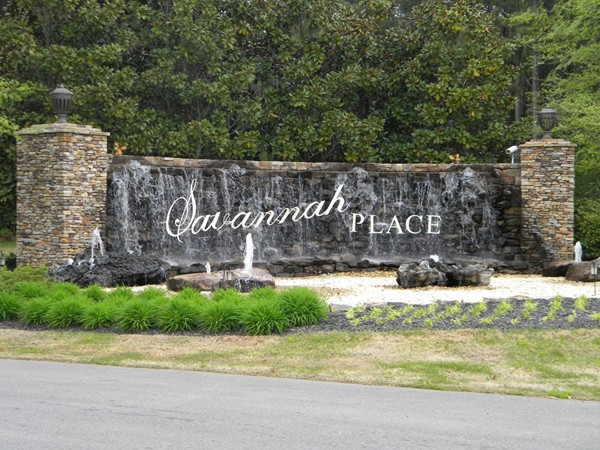 Entrance to Savannah Place just off Hwy 69 on Georgia Mountain Rd.