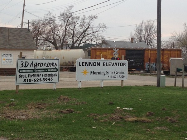 Trains traveling through Lennon are common. They make frequent stops at the grain elevator
