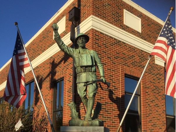 The iconic Doughboy statue honors all local soldiers who lost their lives for our country