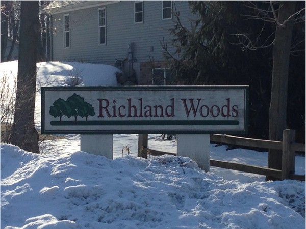 The sign as you enter Richland Woods