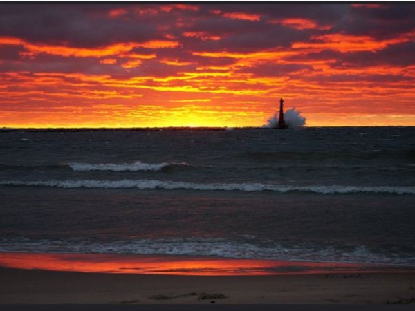 Pere Marquette Beach is a great place to catch the spectacular sunsets over Lake Michigan