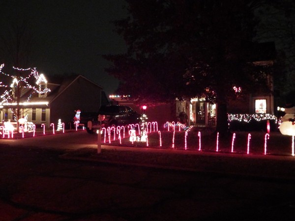 Large Christmas light display in Prairie Meadows Neighborhood, Lawrence