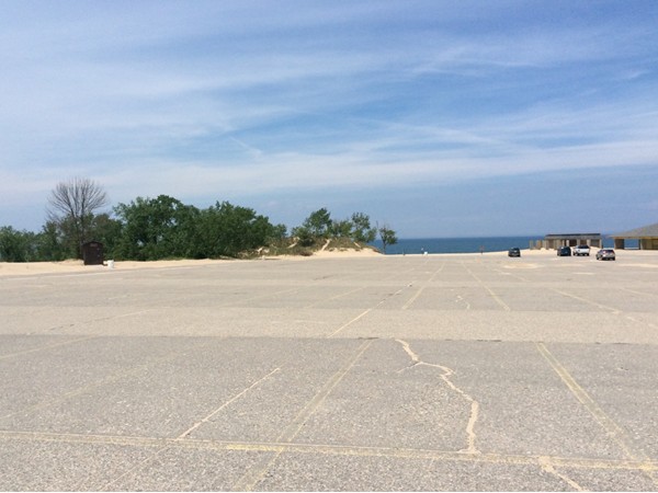 Parking lot at Warren Dunes State Park Beach area
