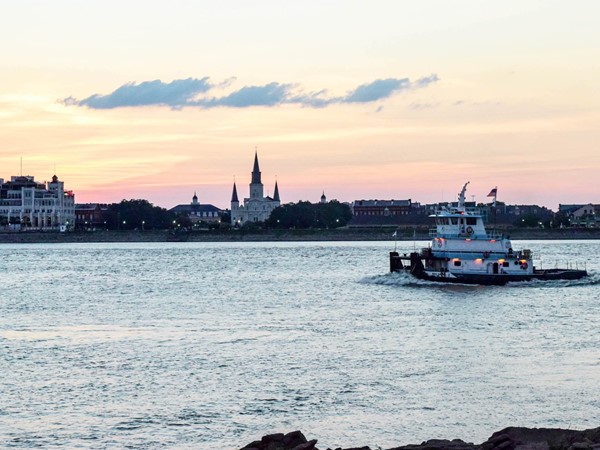 View of Jackson Square and the Quarter from Algiers Point during a stunning sunset