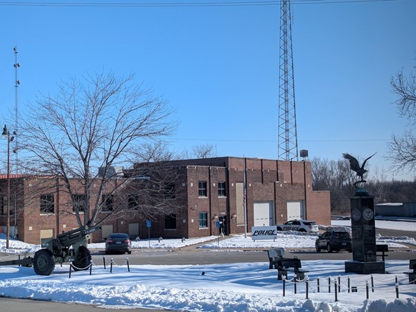 Police station and memorial in downtown Pleasant Hill, MO