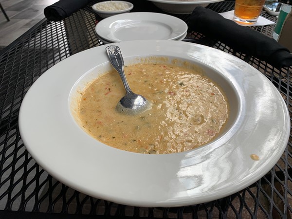 Best lobster bisque in town served by the Tin Top Restaurant and Oyster Bar in Bon Secour, AL 
