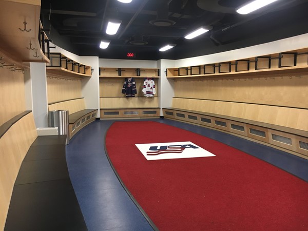 USA Hockey's state-of-the-art locker room for the USA National Development Teams