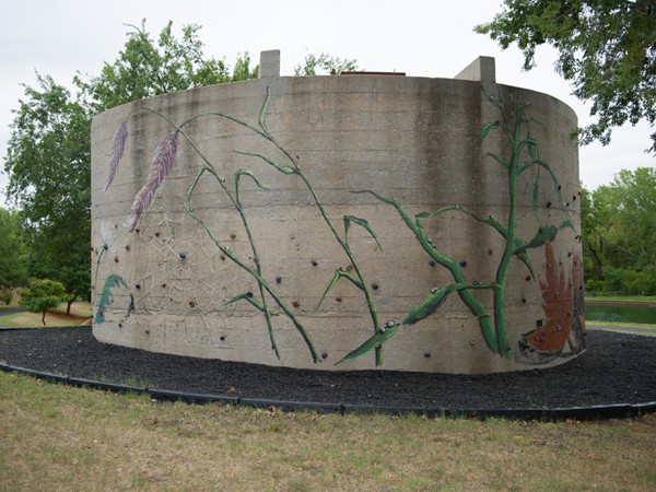 A water cistern in Hafer Park is painted as part of the Art in Public Spaces initiative