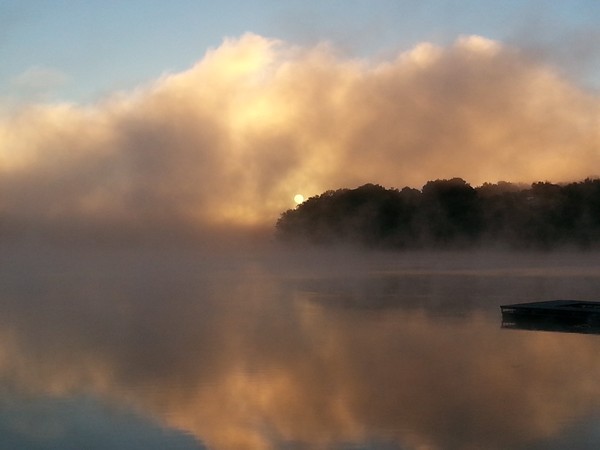A September morning with fog lifting off of Riss Lake 