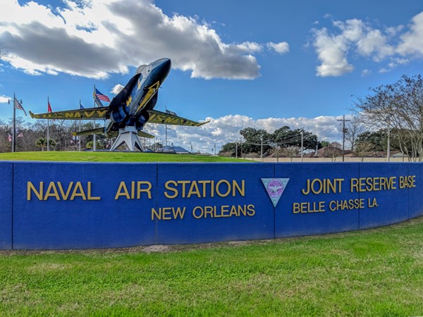 Entrance to Naval Air Station Joint Reserve Base in New Orleans