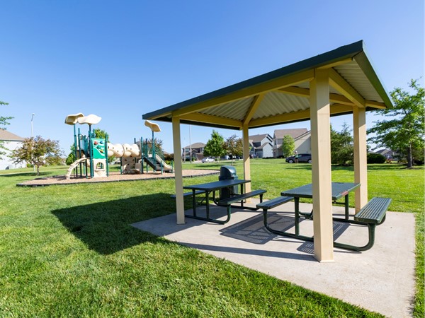Benson Place playground and covered picnic tables