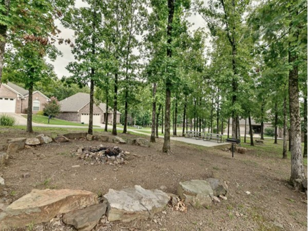 Cobblestone fire pit in the park 