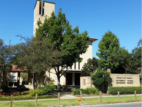 University Methodist church near Lake Crest neighborhood