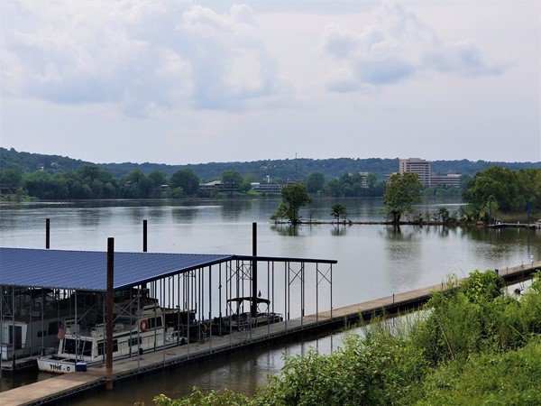 Overlooking Rockwater Marina and the Arkansas River from Arkansas River Trail, c. August 2019