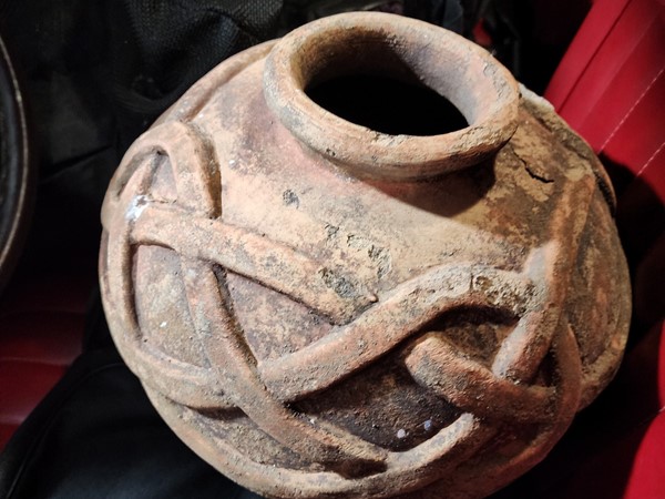 Uncovered years ago in Oak Grove, MO — this mysterious piece of pottery has unknown origins. 