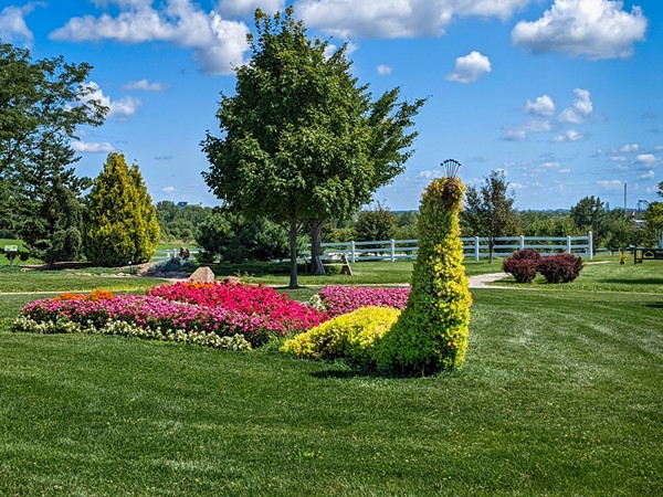 Floral sculptures are a colorful attraction at the Cedar Valley Arboretum